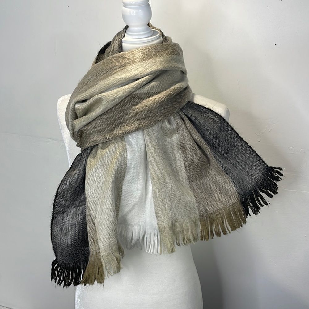Boho Oversized Scarf color block soft